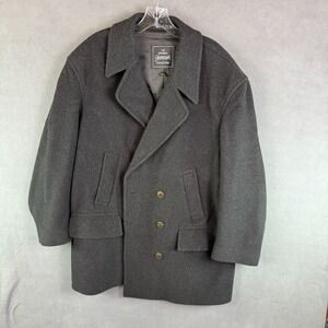 Gloverall Mens Pea Coat Wool Blend 42 Double Breasted Reefer Black England